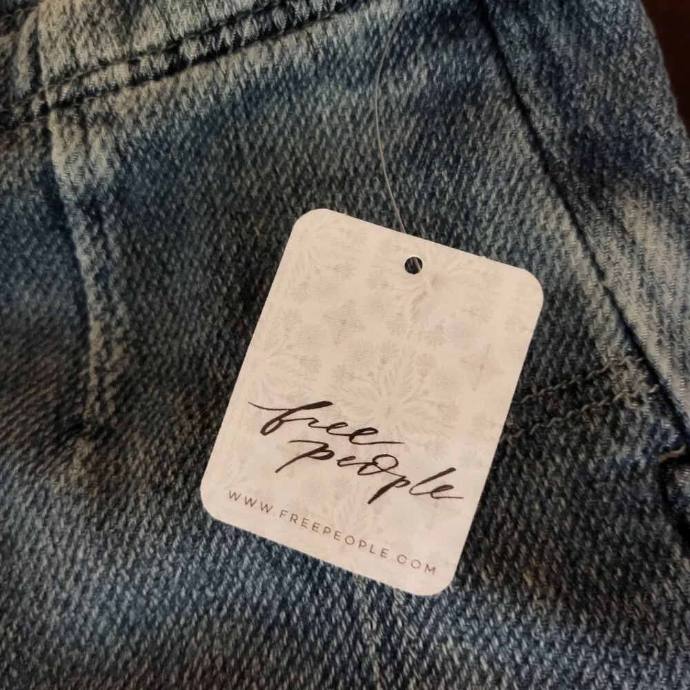 Free People - Osaka Mid Rise Barrel Jeans - Spring Garden & Blue  - Size 25 - Picture 5 of 6